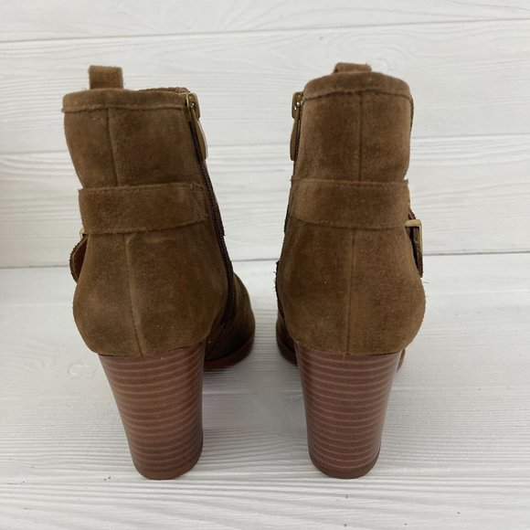Franco Sarto Dorinda Brown Leather Suede Zipper Ankle Boots Booties Women's Sz 8 - Picture 4 of 12